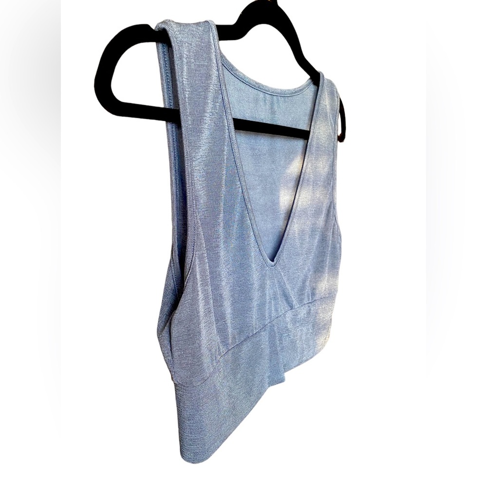 Shein Blue Deep V Neck Crop Top